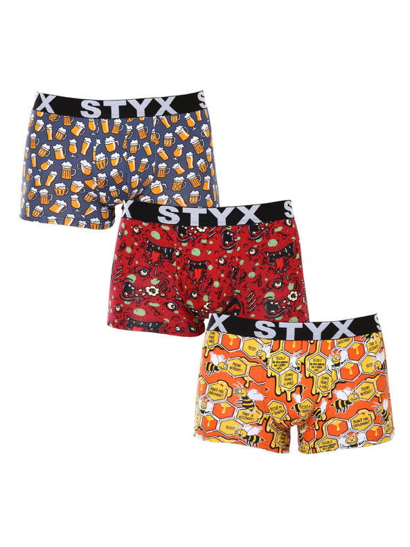 Styx Sada tří - pánské boxerky Styx art sportovní guma vícebarevné