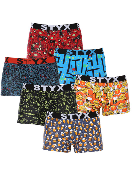 Styx Sada šesti - pánské boxerky Styx art sportovní guma vícebarevné