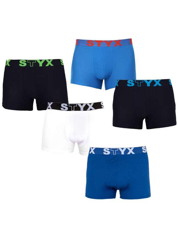Styx Sada pěti - pánské boxerky Styx sportovní guma nadrozměr vícebarevné