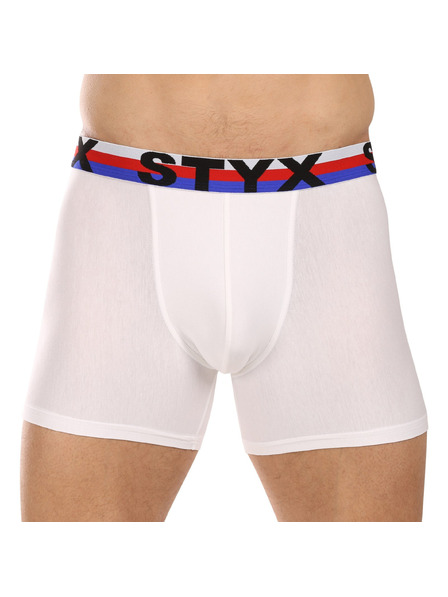 Styx Pánské boxerky Styx long sportovní guma bílé trikolóra