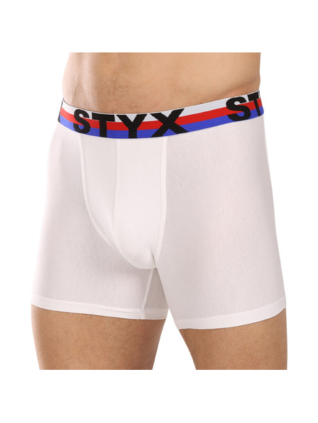 Styx Pánské boxerky Styx long sportovní guma bílé trikolóra