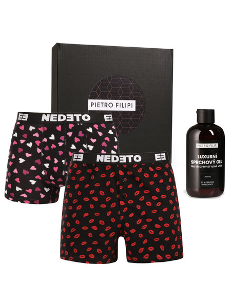 Nedeto Pánská dárková sada trenky a boxerky Nedeto a sprchový gel Pietro Filipi (3NPGBP1L/1)
