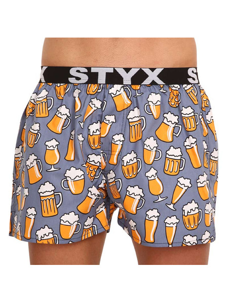Styx Šedo-žluté trenýrky se sportovní gumou Styx art Pivo
