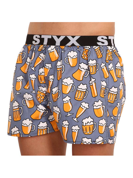 Styx Šedo-žluté trenýrky se sportovní gumou Styx art Pivo