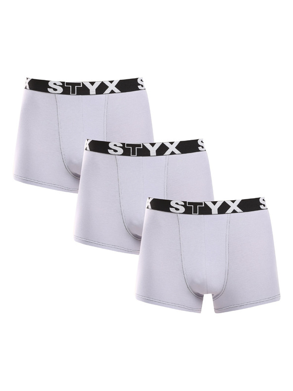 Styx Sada tří - pánské boxerky Styx sportovní guma šedé