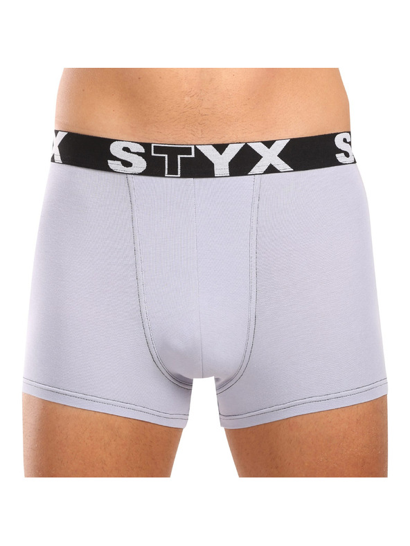 Styx Sada tří - pánské boxerky Styx sportovní guma šedé