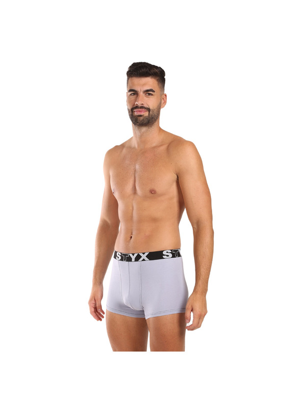 Styx Sada tří - pánské boxerky Styx sportovní guma šedé