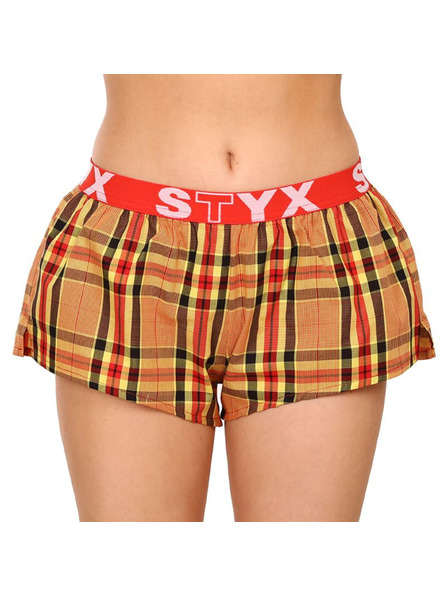 Styx Červeno-oranžové dámské kostkované trenýrky na spaní Styx
