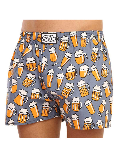 Styx Žluto-šedé pánské vzorované trenýrky Styx Pivo