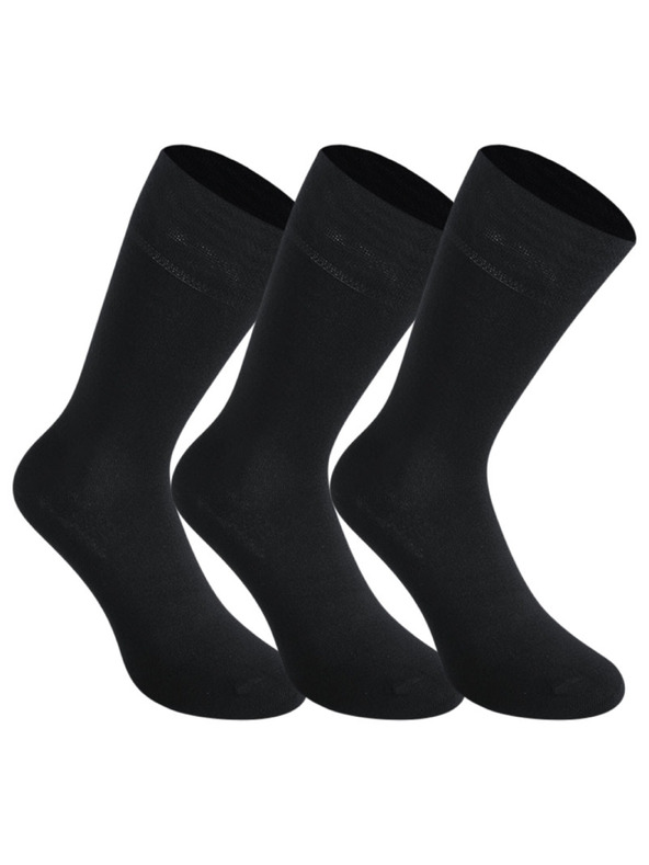 Styx 3PACK ponožky Styx vysoké bambusové černé
