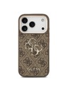 Guess Guess PU Leather 4G Metal Logo Gold Frame Zadní Kryt pro iPhone 17 Pro Max Brown