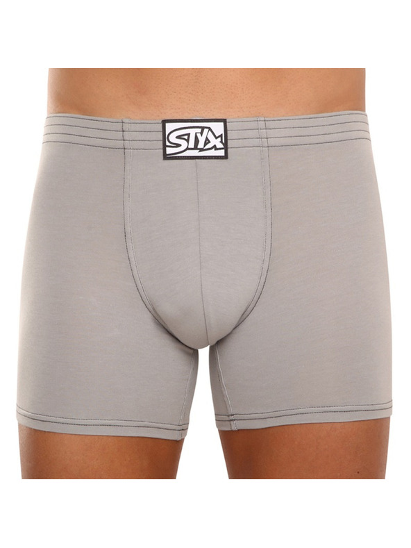 Styx Pánské boxerky Styx long klasická guma světle šedé