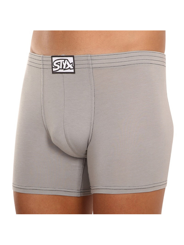 Styx Pánské boxerky Styx long klasická guma světle šedé