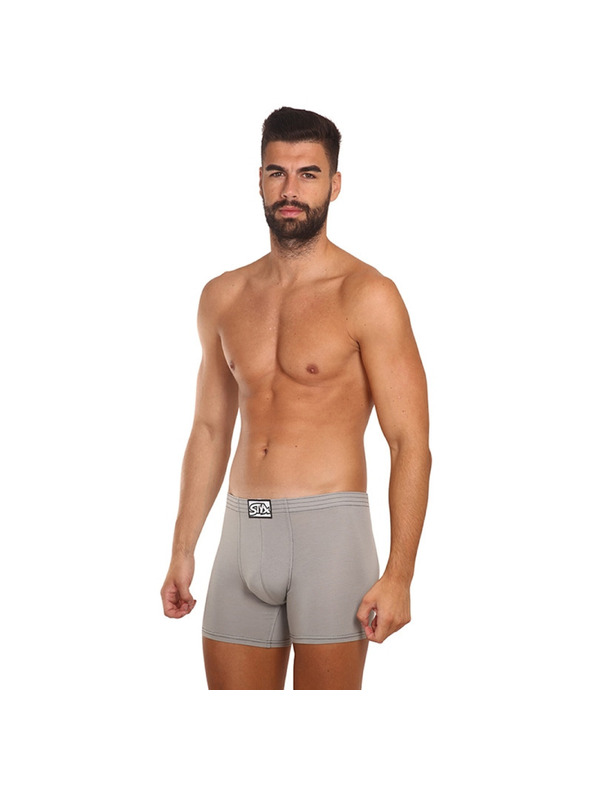 Styx Pánské boxerky Styx long klasická guma světle šedé