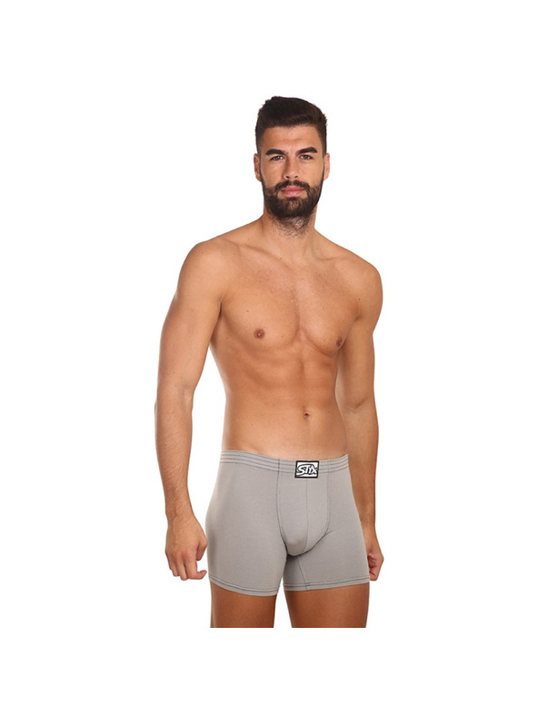 Styx Pánské boxerky Styx long klasická guma světle šedé