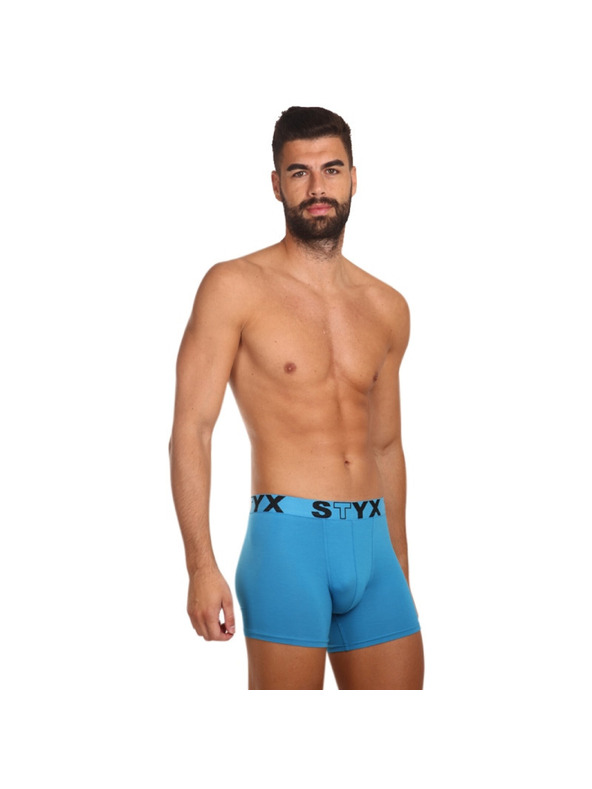 Styx Pánské boxerky Styx long sportovní guma světle modré
