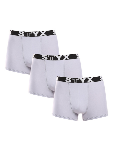 Styx Sada tří - pánské boxerky Styx sportovní guma šedé