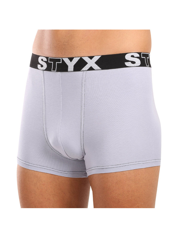 Styx Sada tří - pánské boxerky Styx sportovní guma šedé