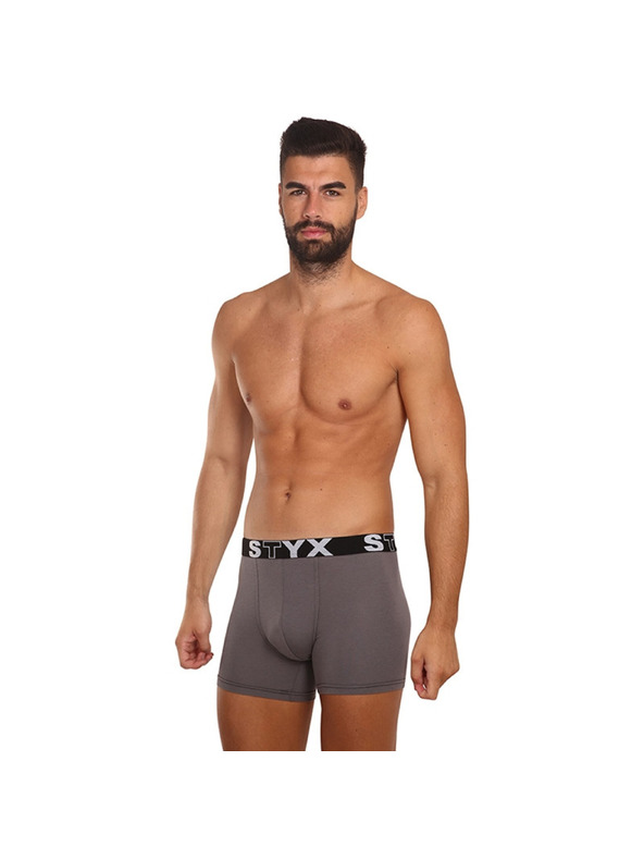 Styx Pánské boxerky Styx long sportovní guma tmavě šedé