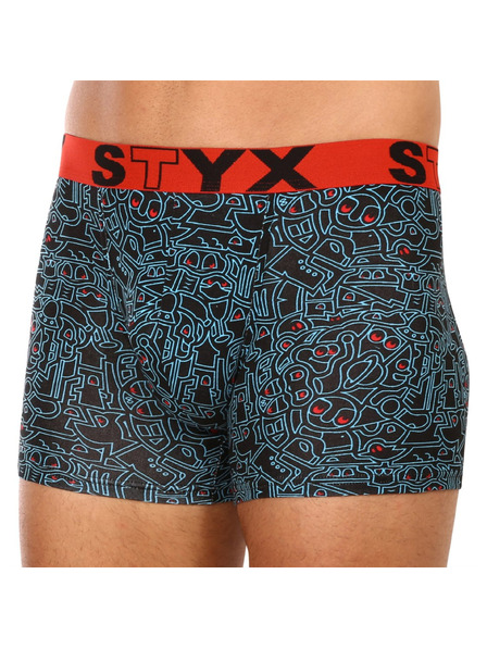 Styx Pánské boxerky Styx long art sportovní guma doodle