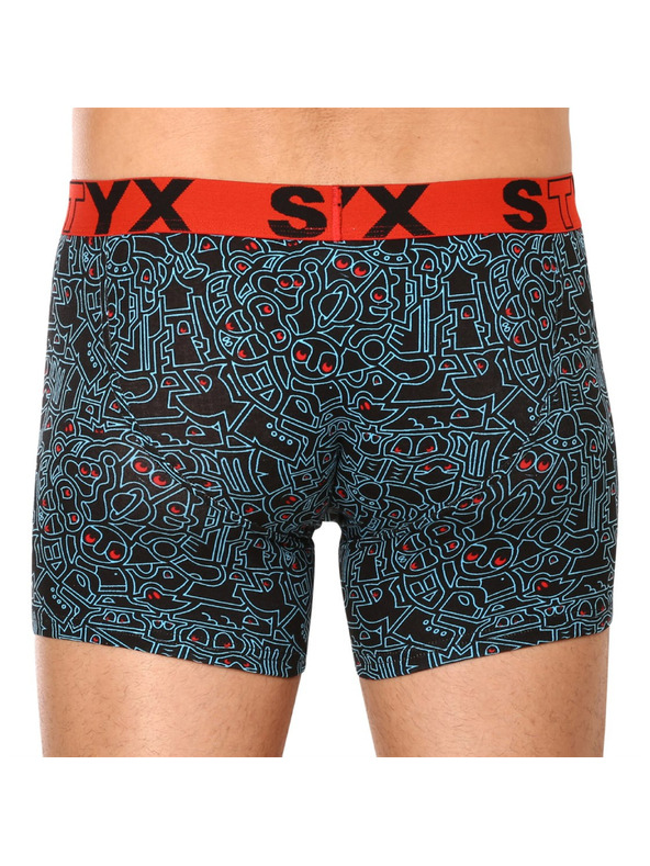 Styx Pánské boxerky Styx long art sportovní guma doodle