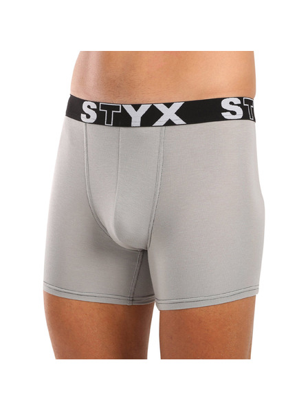Styx Pánské boxerky Styx long sportovní guma světle šedé