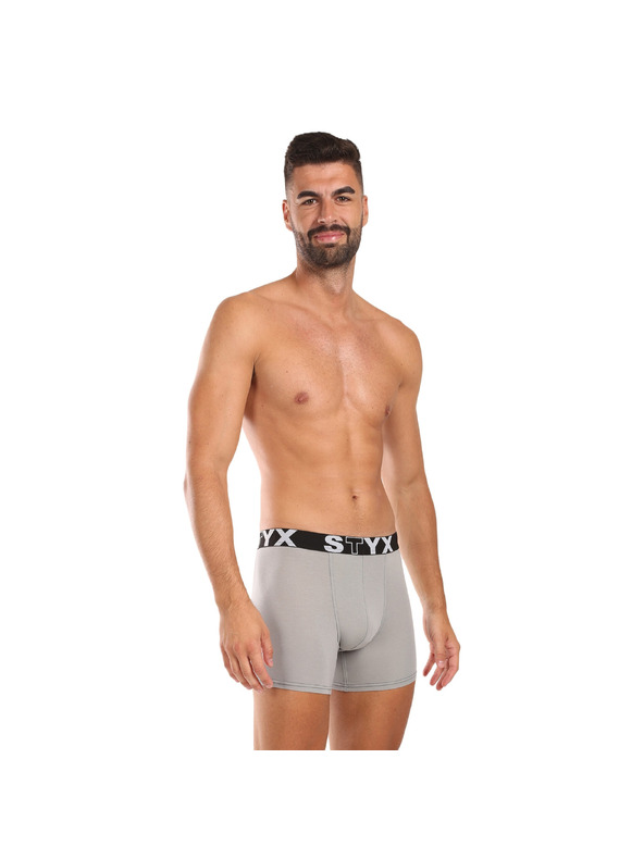 Styx Pánské boxerky Styx long sportovní guma světle šedé
