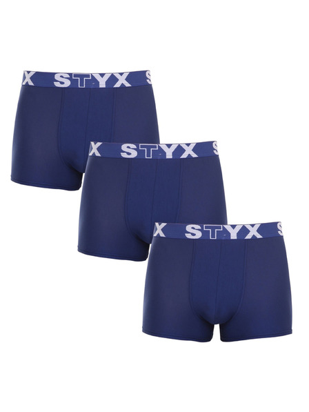 Styx Sada tří - pánské boxerky Styx sportovní guma tmavě modré