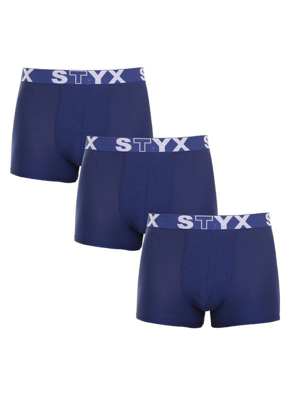Styx Sada tří - pánské boxerky Styx sportovní guma tmavě modré