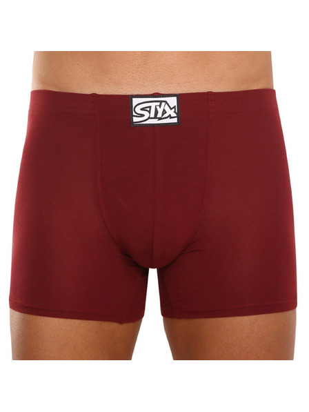 Styx Pánské boxerky Styx long klasická guma vínové