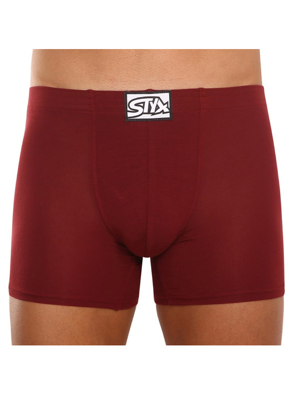 Styx Pánské boxerky Styx long klasická guma vínové