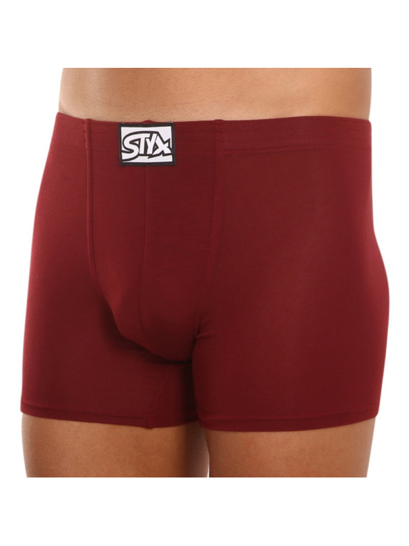 Styx Pánské boxerky Styx long klasická guma vínové