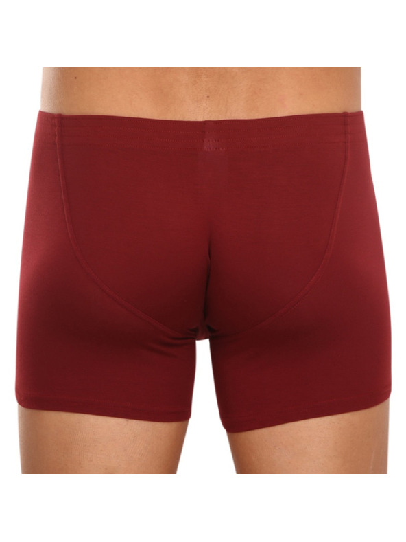 Styx Pánské boxerky Styx long klasická guma vínové