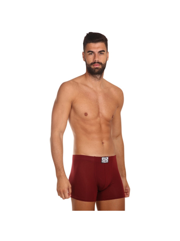 Styx Pánské boxerky Styx long klasická guma vínové
