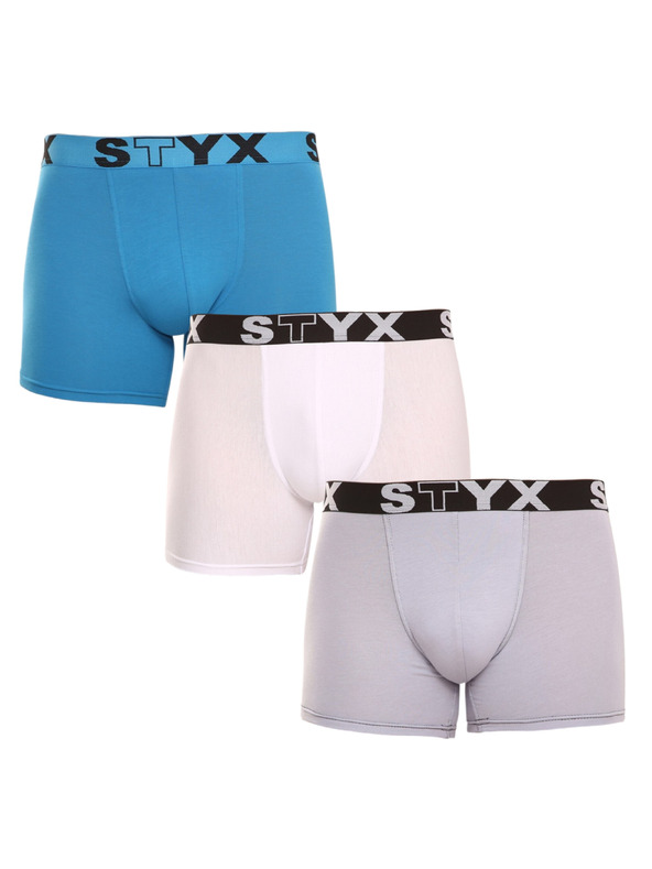 Styx Sada tří - pánské boxerky Styx long sportovní guma vícebarevné