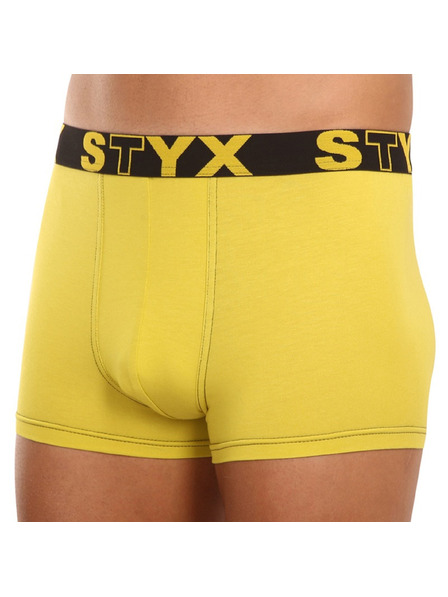 Styx Pánské boxerky Styx sportovní guma zelenožluté