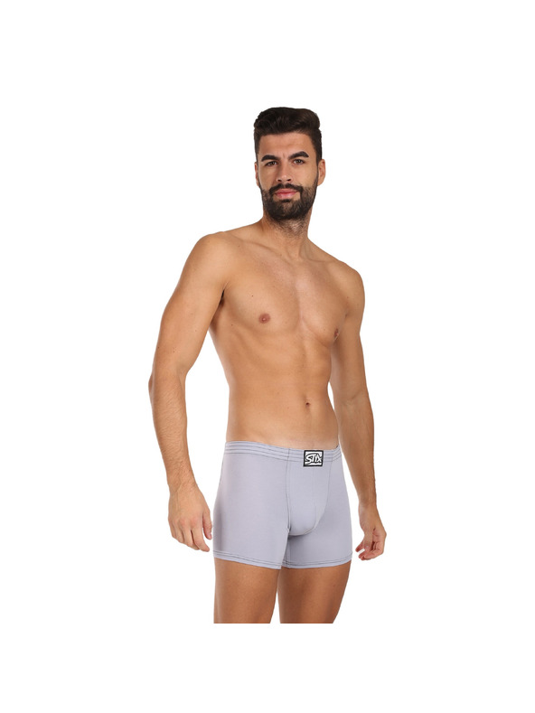 Styx Pánské boxerky Styx long klasická guma světle šedé