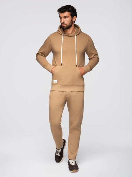 Ombre Clothing Pánská tepláková souprava mikina + kalhoty regular fit - velbloudí V2 Z120 Ombre Clothing