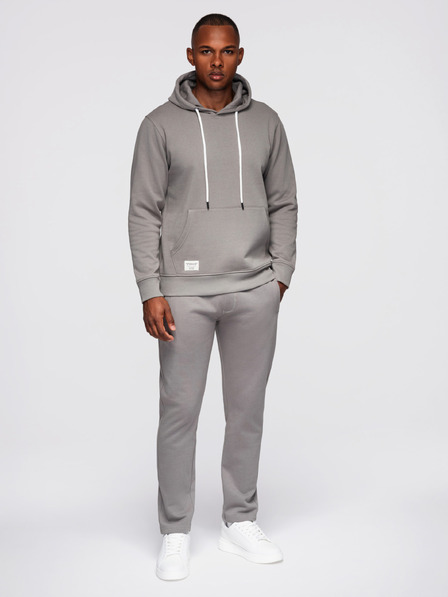 Ombre Clothing Pánská tepláková souprava: mikina s kapucí + kalhoty regular fit - šedá V8 Z120 Ombre Clothing