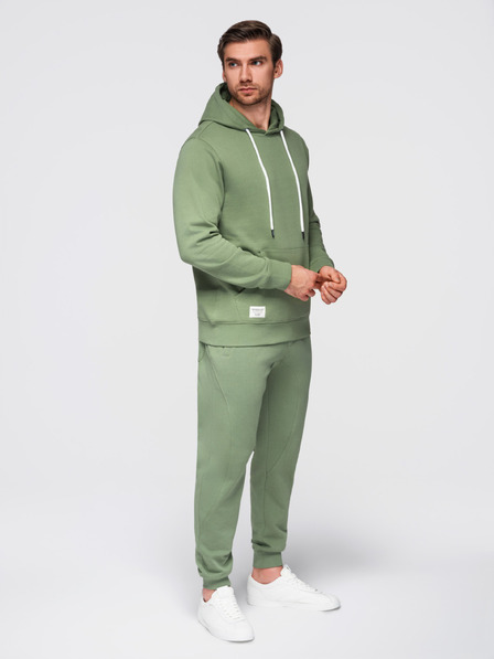 Ombre Clothing Pánská tepláková souprava bavlněná mikina + kalhoty jogger - zelená V3 Z121 Ombre Clothing