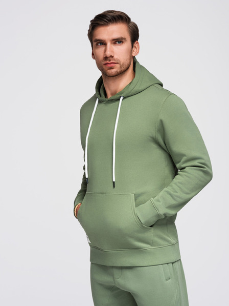 Ombre Clothing Pánská tepláková souprava bavlněná mikina + kalhoty jogger - zelená V3 Z121 Ombre Clothing
