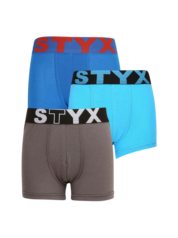 Styx Sada tří - dětské boxerky Styx sportovní guma vícebarevné