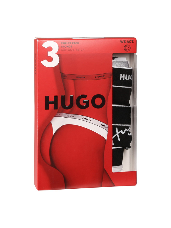 HUGO Sada tří - dámská tanga HUGO vícebarevná