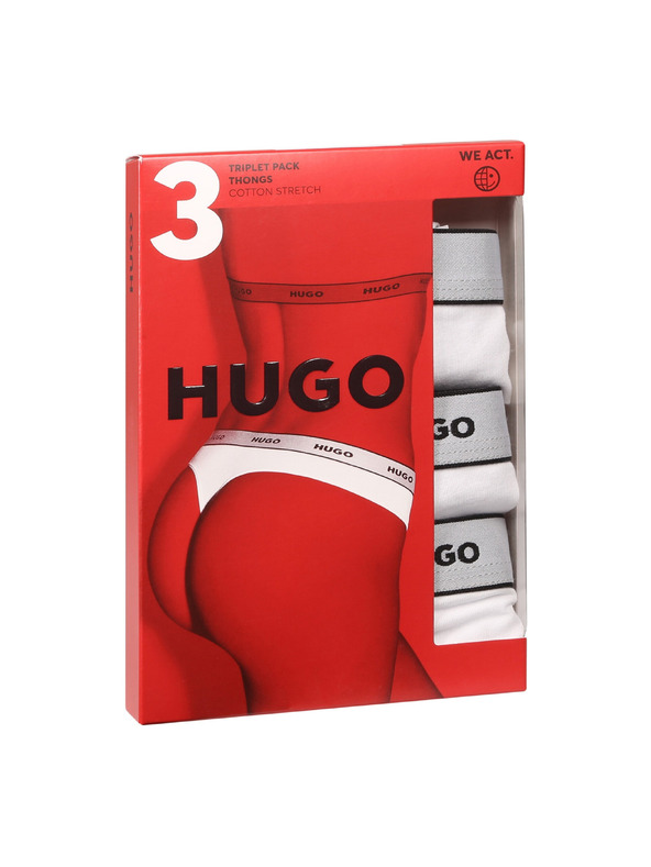 HUGO Sada tří - dámská tanga HUGO bílá