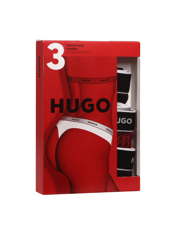 HUGO Sada tří - dámská tanga HUGO vícebarevná