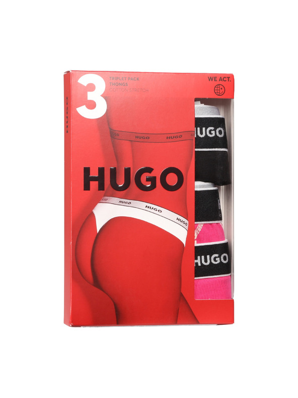 HUGO Sada tří - dámská tanga HUGO vícebarevná