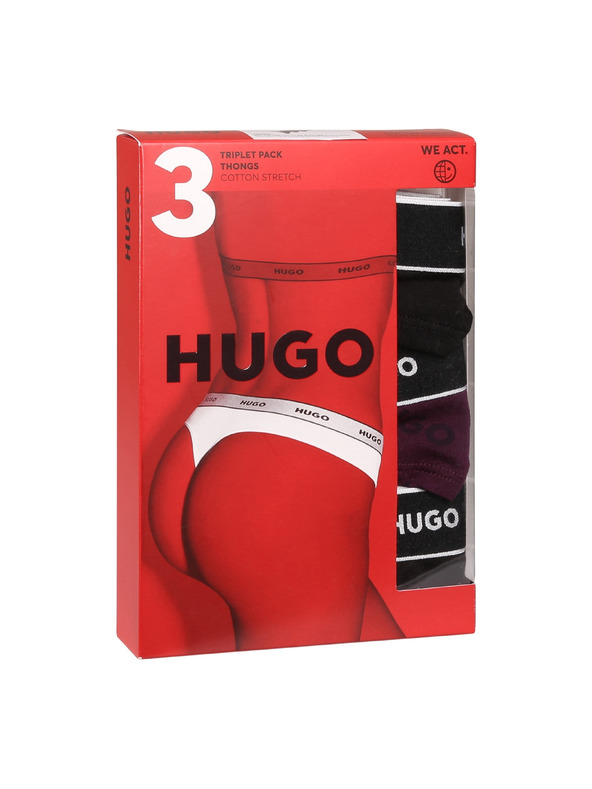 HUGO Sada tří - dámská tanga HUGO vícebarevná