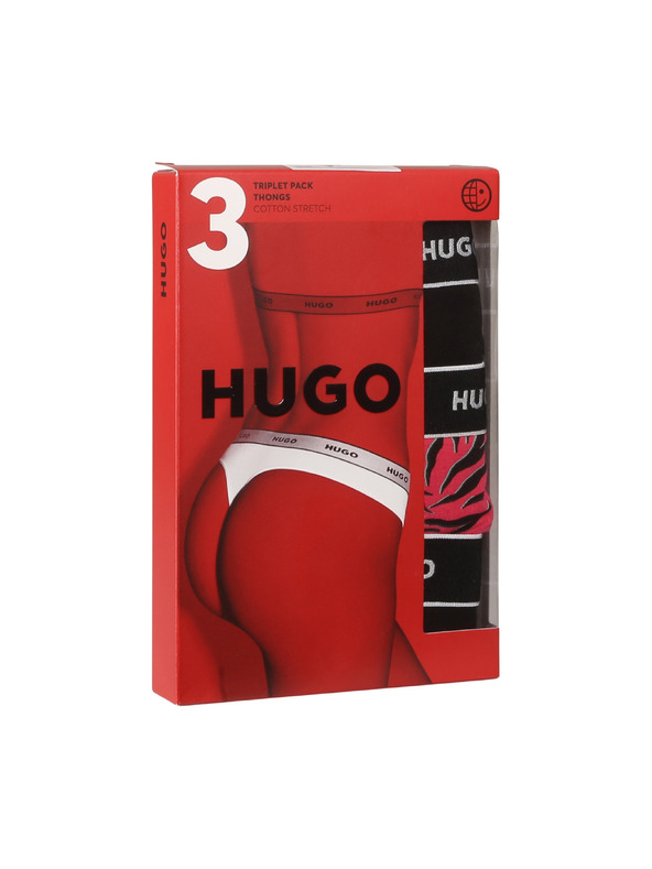HUGO Sada tří - dámská tanga HUGO vícebarevná