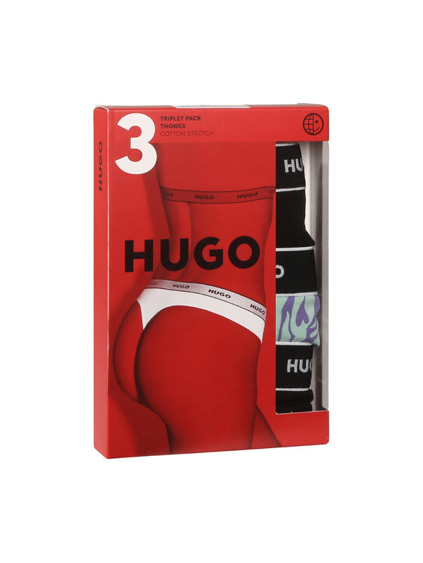 HUGO Sada tří - dámská tanga HUGO vícebarevná