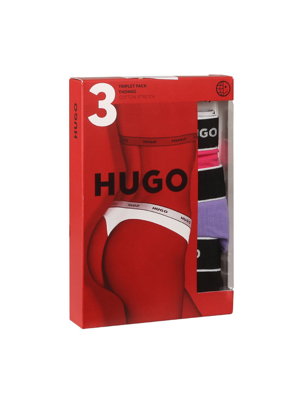 HUGO Sada tří - dámská tanga HUGO vícebarevná